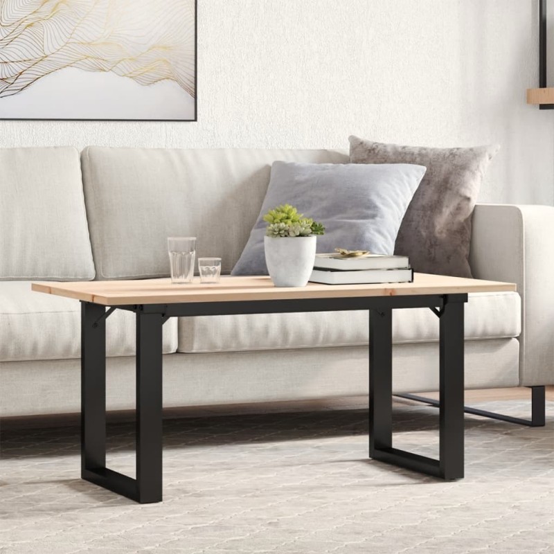Table basse cadre en O 90x40x45 cm bois de pin massif et acier Table basse cadre en O 90x40x45 cm bois de pin massif et acier