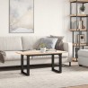 Table basse cadre en O 90x40x45 cm bois de pin massif et acier 