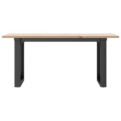Table basse cadre en O 90x40x45 cm bois de pin massif et acier 
