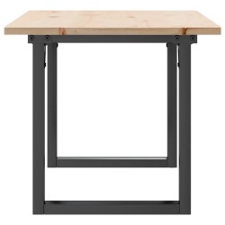 Table basse cadre en O 90x40x45 cm bois de pin massif et acier 