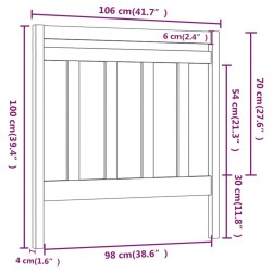 Tête de lit Marron miel 106x4x100 cm Bois massif de pin 