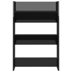 Armoire à chaussures murale noir brillant bois d'ingénierie 