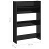 Armoire à chaussures murale noir brillant bois d'ingénierie 