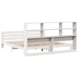 Cadre de lit sans matelas blanc 180x200 cm bois massif de pin 