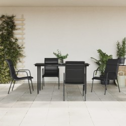 Ensemble à manger de jardin 5 pcs noir textilène et acier 