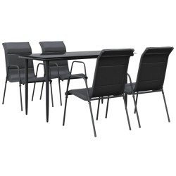 Ensemble à manger de jardin 5 pcs noir textilène et acier 