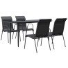 Ensemble à manger de jardin 5 pcs noir textilène et acier 