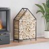Portant de bois chauffage noir 60x25x90 cm 