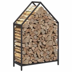 Portant de bois chauffage noir 60x25x90 cm 