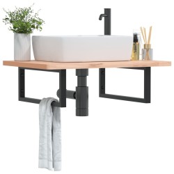 Supports d'étagères pour lavabo 2 pcs noir rectangulaire acier 