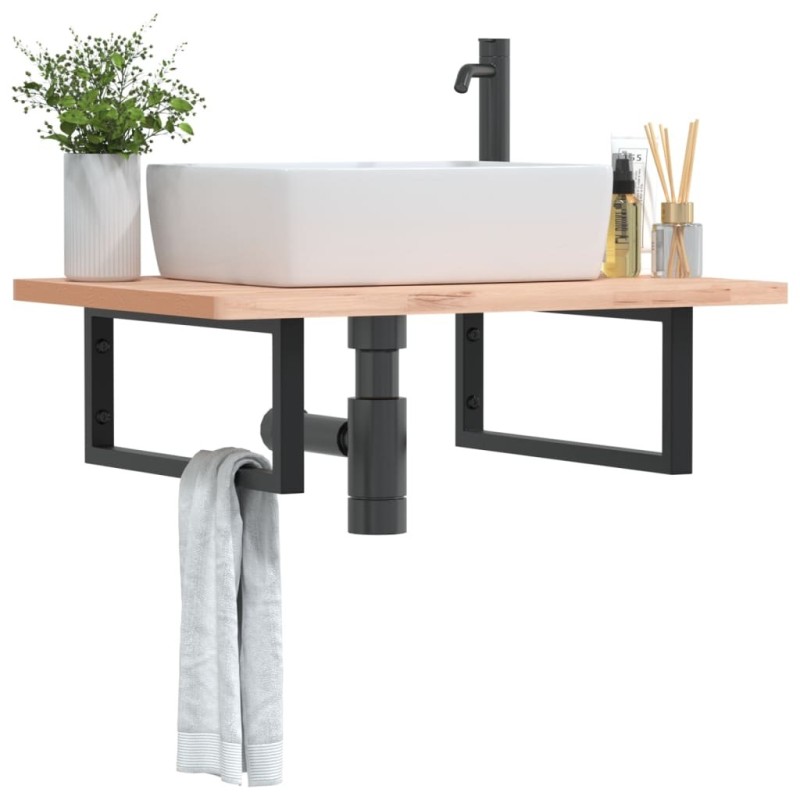 Supports d'étagères pour lavabo 2 pcs noir rectangulaire acier 