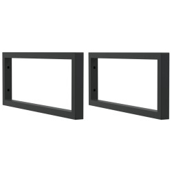 Supports d'étagères pour lavabo 2 pcs noir rectangulaire acier 