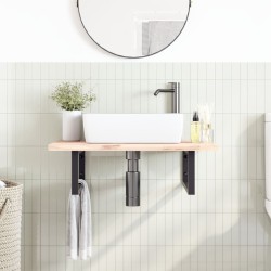 Supports d'étagères pour lavabo 2 pcs noir rectangulaire acier 