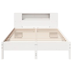 Lit bibliothèque sans matelas blanc 120x200 cm bois pin massif 