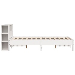 Lit bibliothèque sans matelas blanc 120x200 cm bois pin massif 