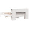 Lit bibliothèque sans matelas blanc 120x200 cm bois pin massif 