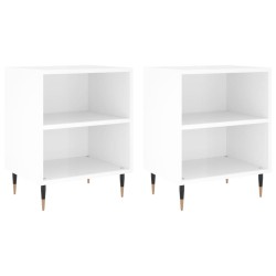 Tables de chevet 2pcs blanc brillant 40x30x50cm bois ingénierie 