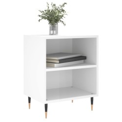 Tables de chevet 2pcs blanc brillant 40x30x50cm bois ingénierie 