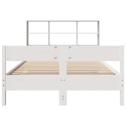 Lit bibliothèque sans matelas blanc 140x200 cm bois pin massif 