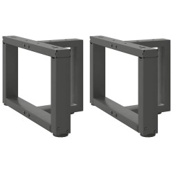 Pieds de table basse en T, 2 pièces, anthracite, 50 x 25 x (30-31) cm, acier 