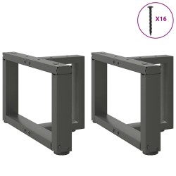 Pieds de table basse en T, 2 pièces, anthracite, 50 x 25 x (30-31) cm, acier 