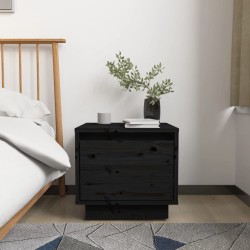 Table de chevet Noir 35x34x32 cm Bois de pin solide 