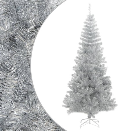 Sapin de Noël artificiel avec support argenté 180 cm PET 