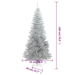 Sapin de Noël artificiel avec support argenté 180 cm PET 
