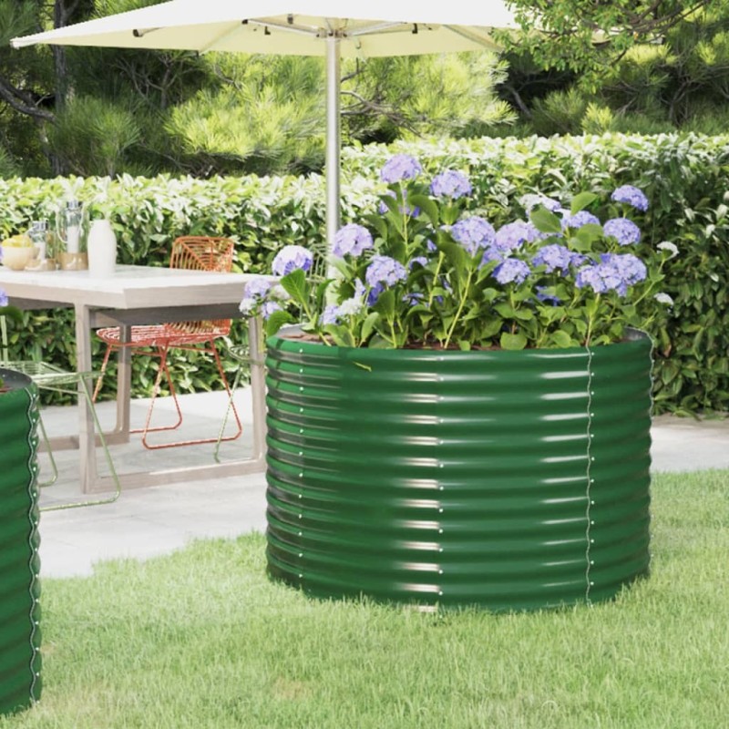 Lit surélevé de jardin Acier enduit de poudre 100x100x68cm Vert Lit surélevé de jardin Acier enduit de poudre 100x100x68cm Vert