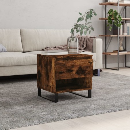 Table basse chêne fumé 50x46x50 cm bois d'ingénierie 