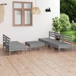 Salon de jardin 6 pcs Gris Bois de pin massif 