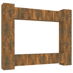 Ensemble de meubles TV 8 pcs Chêne fumé Bois d'ingénierie 
