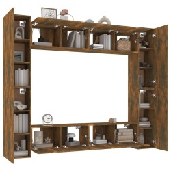 Ensemble de meubles TV 8 pcs Chêne fumé Bois d'ingénierie 