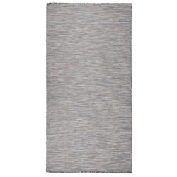 Tapis à tissage plat d'extérieur 100x200 cm Marron et bleu 