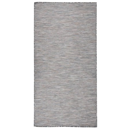 Tapis à tissage plat d'extérieur 100x200 cm Marron et bleu 