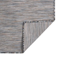Tapis à tissage plat d'extérieur 100x200 cm Marron et bleu 