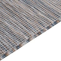 Tapis à tissage plat d'extérieur 100x200 cm Marron et bleu 