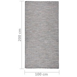 Tapis à tissage plat d'extérieur 100x200 cm Marron et bleu 
