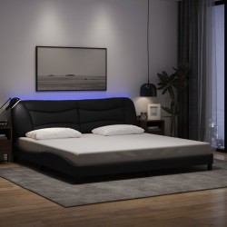 Cadre de lit avec LED sans matelas noir 200x200 cm tissu 