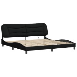 Cadre de lit avec LED sans matelas noir 200x200 cm tissu 