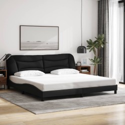 Cadre de lit avec LED sans matelas noir 200x200 cm tissu 