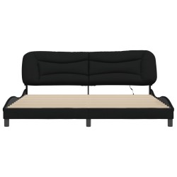 Cadre de lit avec LED sans matelas noir 200x200 cm tissu 