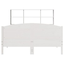 Lit bibliothèque sans matelas blanc 135x190 cm bois pin massif 