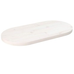 Dessus de table blanc 80x40x2,5 cm bois de pin massif ovale 