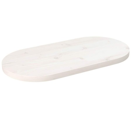 Dessus de table blanc 80x40x2,5 cm bois de pin massif ovale 