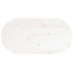 Dessus de table blanc 80x40x2,5 cm bois de pin massif ovale 