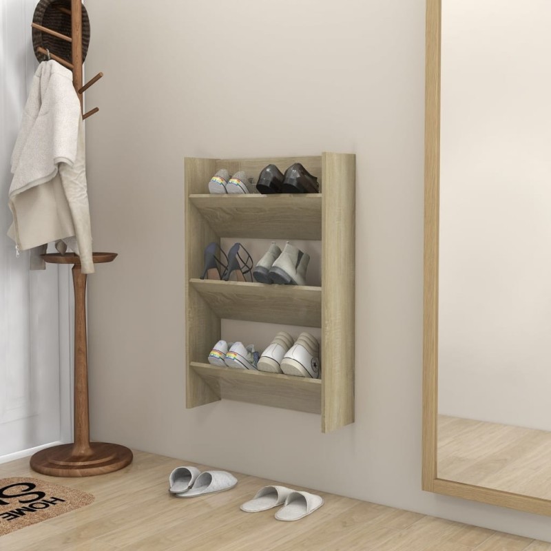 Armoire à chaussures murale Chêne Sonoma 60x18x90 cm Aggloméré Armoire à chaussures murale Chêne Sonoma 60x18x90 cm Aggloméré