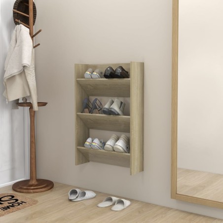 Armoire à chaussures murale Chêne Sonoma 60x18x90 cm Aggloméré 