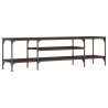Meuble TV chêne marron 161x35x45 cm bois d'ingénierie et fer 