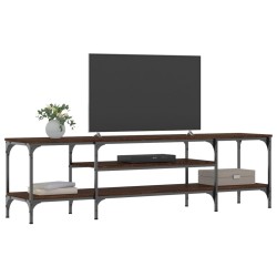 Meuble TV chêne marron 161x35x45 cm bois d'ingénierie et fer 